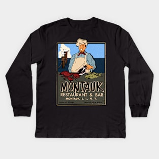 Vintage Montauk Cafe Kids Long Sleeve T-Shirt